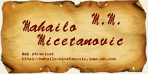 Mahailo Mičetanović vizit kartica